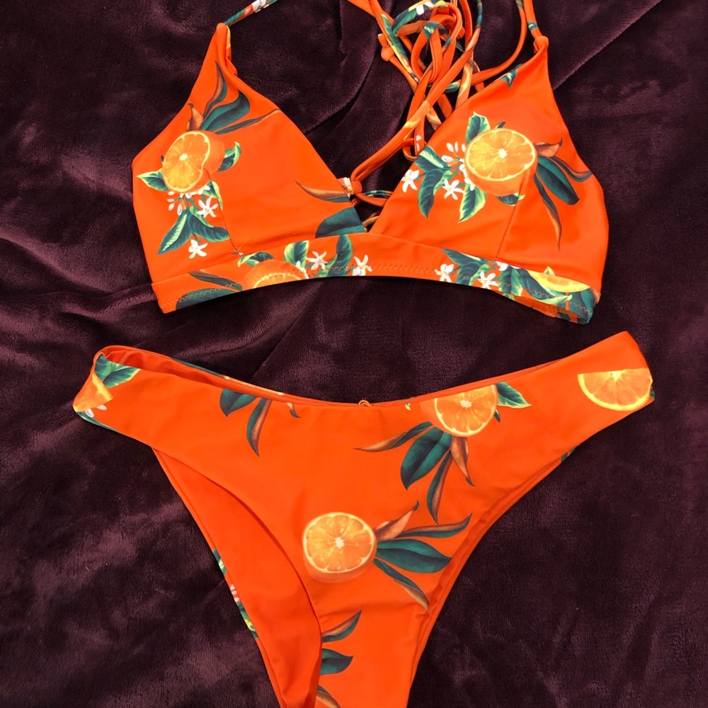 Reversible orange bikini